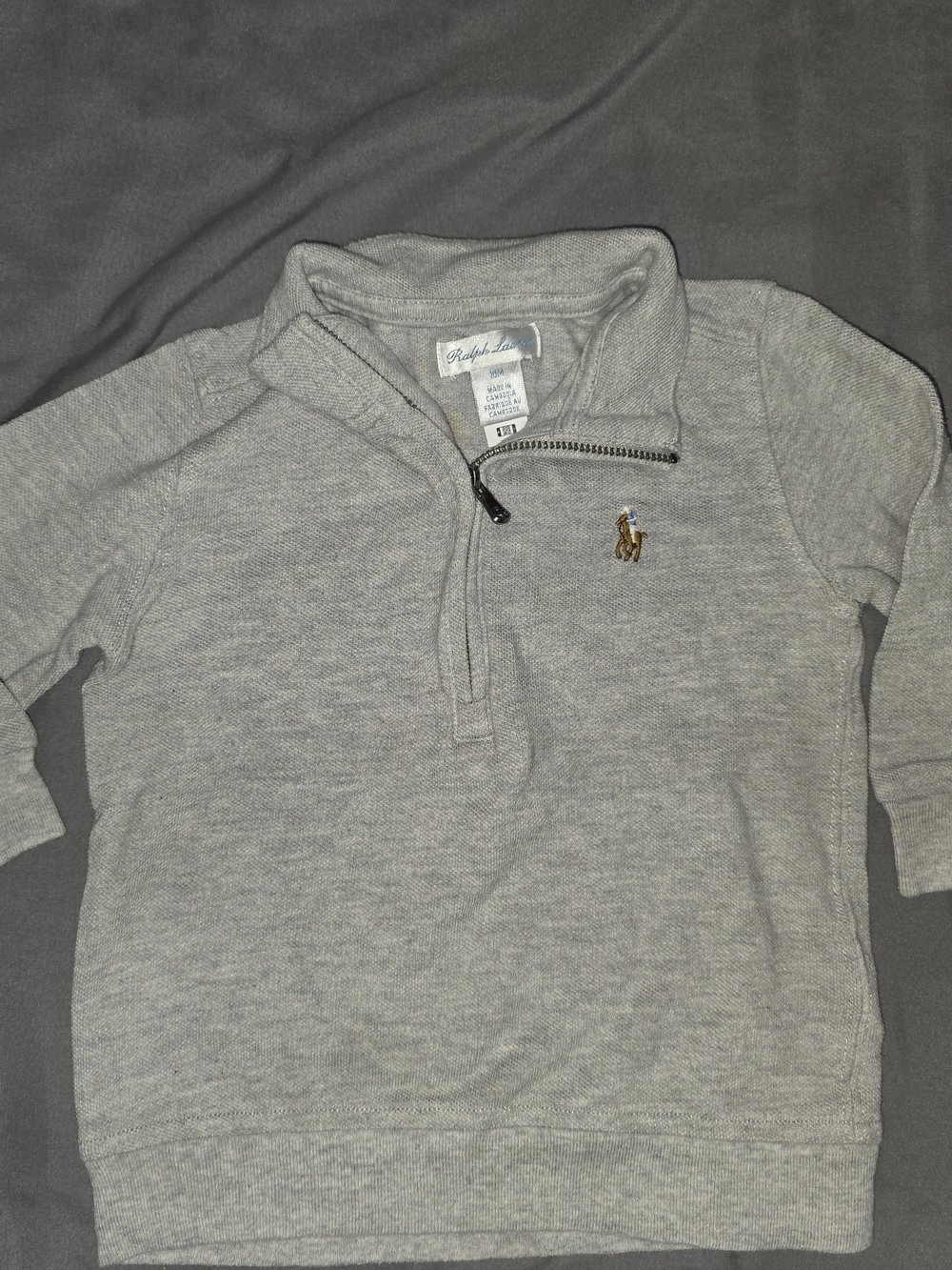Ralph Lauren Light Heather Gray Quarter-Zip Pullover with Pony